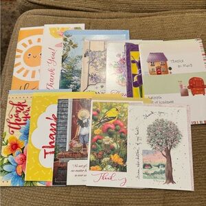 Assorted Mixed Lot of 12 Thank you Cards - Matching envelopes - mixed styles